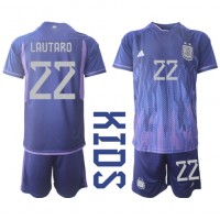 Argentiina Lautaro Martinez #22 Vieras Peliasu Lasten MM-kisat 2022 Lyhythihainen (+ Lyhyet housut)